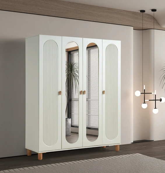 Pema Home Peri %100 Mdf Membran 4 Kapaklı Dolap Gardırop ürün görseli 1
