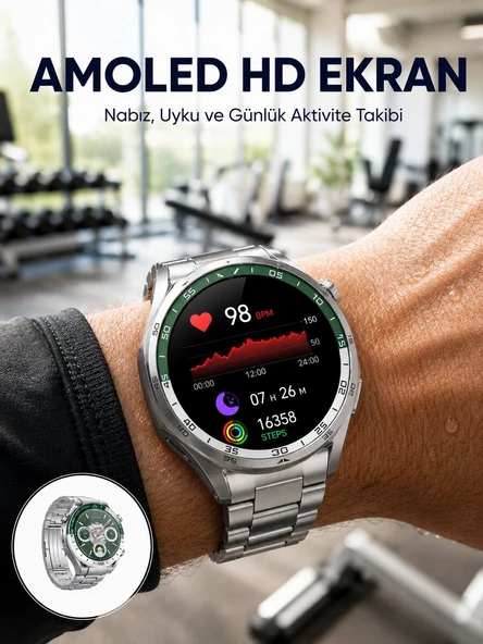 Amoled Smartwatch Harita Modlu Bluetooth Aramalı 3 Değiştirilebilir Kayışlı Yeni Nesil ürün görseli 1