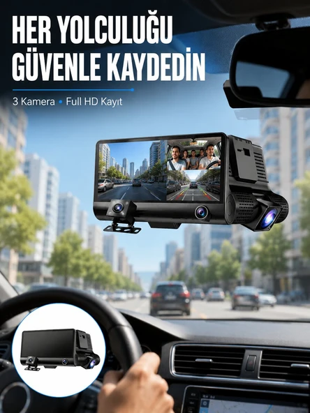 Çift ve Üçlü Lens Seçeneği ile Tüm Açılardan Kayıt Yapan Araç Kamerası Yeni Nesil ürün görseli 1