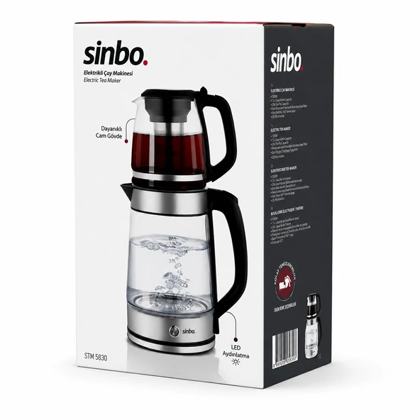 Sinbo 2'si 1 Arada Çaycı - Kettle - 2.0L + 1.2L Kapasite - Cam Gövde ürün görseli 1