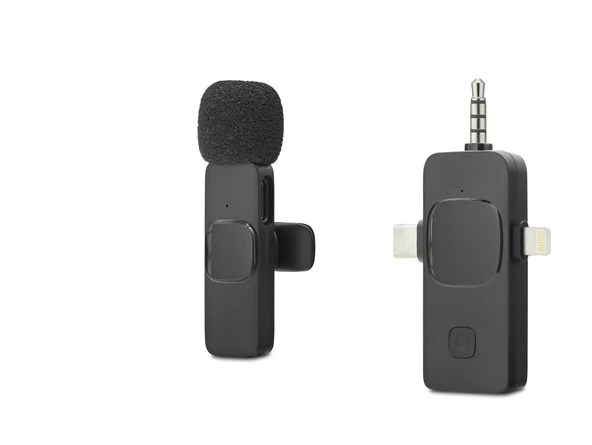 Kablosuz Yaka Mikrofonu Type-c Lightning 3.5 Mm Siyah HDX2781 ürün görseli 1