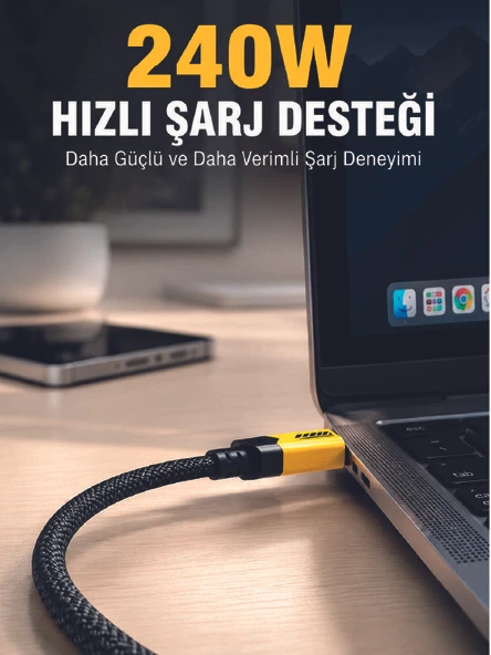 240W 3'ü 1 Arada Hızlı Şarj Kablosu USB Type-C Lightning Micro USB ürün görseli 1