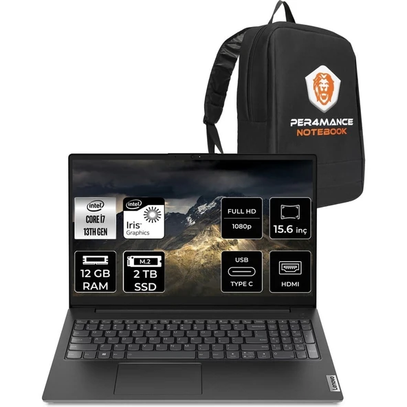 Lenovo V15 G4 i7 1355U Notebook 12GB RAM 2TB SSD 15.6" FHD FreeDOS + Per4 Çanta 83A100KXTRP309 ürün görseli 1