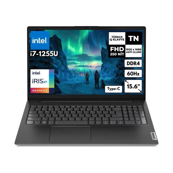 Lenovo V15 G3 I7-1255U 16 GB 256 Gbssd Intel Iris Xe Graphics 15.6" Fhd Windows 11 Pro Taşınabilir Bilgisayar 82TT00C6TXFR30 ürün görseli 1
