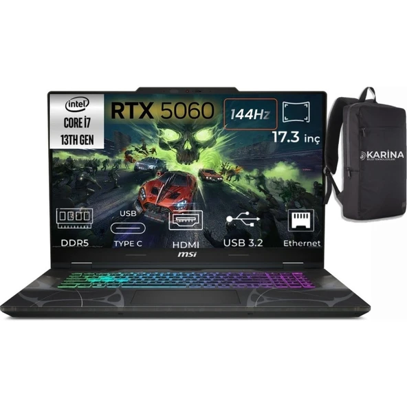 MSI Msı Cyborg 17 Intel Core I7 13620H B13WFKG-091XTR-K30 24GB 4tb RTX5060 W11PRO 17.3" Fhd 144Hz Taşınabilir Bilgisayar & B13WFKG091XTRK30 ürün görseli 1