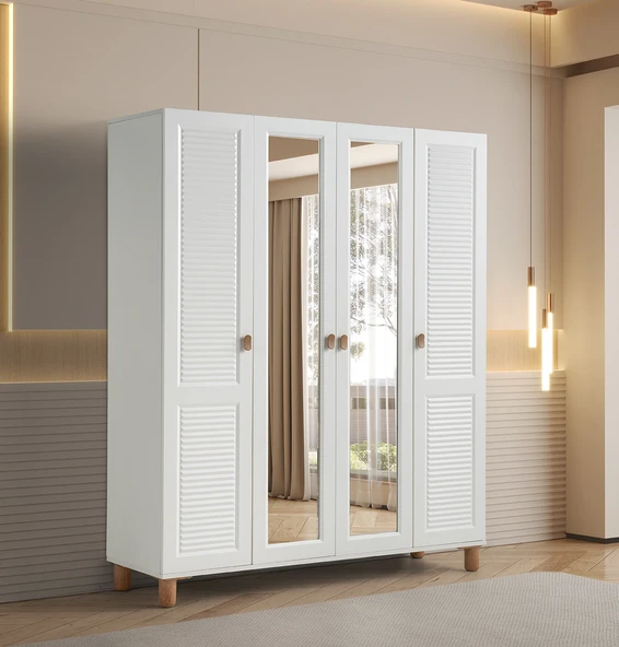 Pema Home Favori %100 Mdf Membran 4 Kapaklı Dolap Gardırop ürün görseli 1