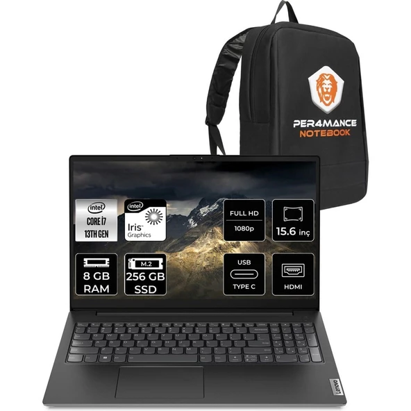 Lenovo V15 G4 i7 1355U Notebook 8GB RAM 256GB SSD 15.6" FHD FreeDOS + Per4 Çanta 83A100KXTRP301 ürün görseli 1