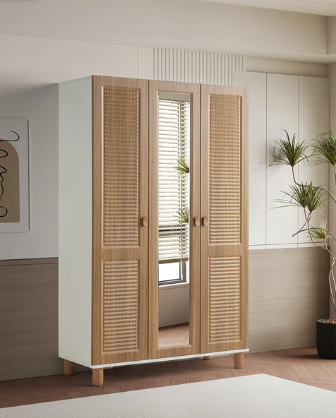 Pema Home Favori %100 Mdf Membran 3 Kapaklı Dolap Gardırop ürün görseli 1