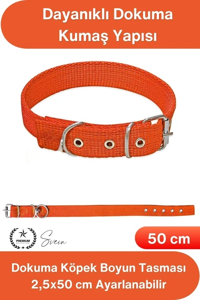 #Tasma Dokuma Köpek Boyun Tasması Turuncu 2,5x50 cm Ayarlanabilir Dayanıklı Gezdirme Tasması Paslanmaz Metal Tokalı Güçl ürün görseli 1