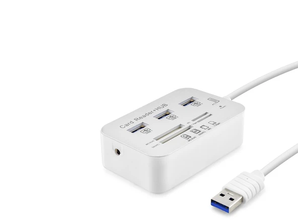 Usb 3.0 Hub Kart Okuyucu 7 Port 5 Gbps Beyaz HDX7028 ürün görseli 1