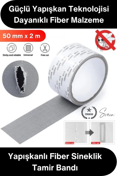 #YamaBandı Sineklik Tamir Bandı Yapışkanlı Fiber Tül Yama 50 mm x 2 Metre Delik Onarım Bandı Pencere Kapı Tülü Yırtık Ta ürün görseli 1