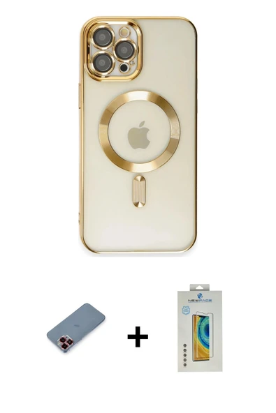 MARSİLYAN™- iPhone 12 Pro Max Kılıf Nova Işık Özel Seri - Siyah Polymer Nano Ekran Koruyucu + Metal Kamera Lens Koruma C ürün görseli 1