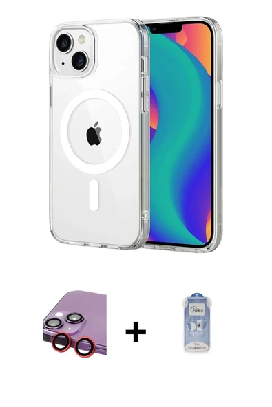 MARSİLYAN™- iPhone 14 Kılıf Ahenk Minimal Serisi - Siyah Joko Magic 5D Cam + Raze Metal Kamera Lens - KI ürün görseli 1