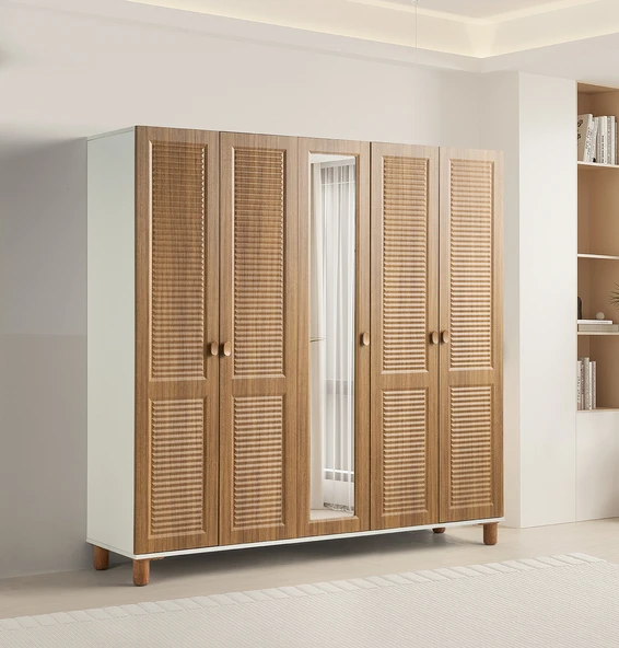 Pema Home Favori %100 Mdf Membran 5 Kapaklı Dolap Gardırop ürün görseli 1