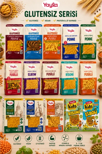 15’Li Doğal Glutensiz Makarna Serisi,Vegan Protein Ve Lif Kaynağı Makarnalar ürün görseli 1