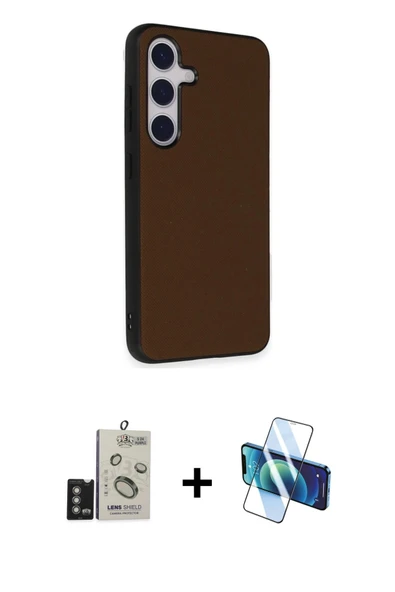 MARSİLYAN™- Galaxy S24 Kılıf Akış Asil Koleksiyonu - Siyah 3D Antistatik Cam Ekran Koruyucu + Bilvis Titan Kamera Lens - ürün görseli 1