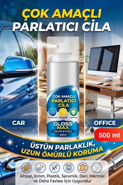 #Parlatıcı Paslanmaz Çelik Yüzey Temizleyici Parlatıcı Sprey 500 ml Ankastre Fırın Davlumbaz Buzdolabı Metal Krom Alümin ürün görseli 1