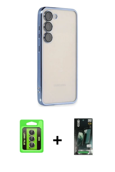 MARSİLYAN™- Galaxy S23 Kılıf Vadi Minimal - Siyah 360 Mat Full Body Arka Koruyucu + Raze Metal Kamera Lens - GI ürün görseli 1