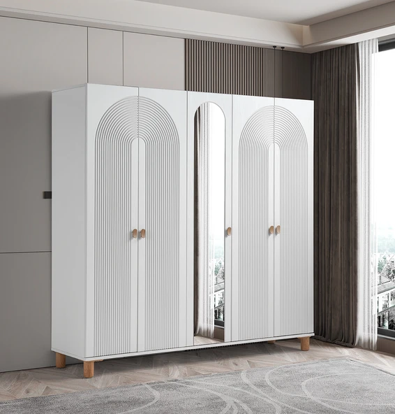 Pema Home Elegance %100 Mdf Membran 5 Kapaklı Dolap Gardırop ürün görseli 1