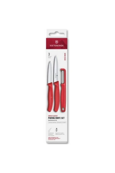 Victorinox 6.7111.33C1 Swiss Classic 3lü Bıçak ve Soyacak Set, Kırmızı ürün görseli 1