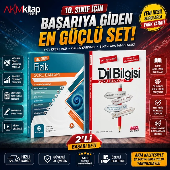 Bilgi Sarmal 10. Sınıf Fizik ve AKM Dil Bilgisi Soru Bankası Seti 2 Kitap ürün görseli 1