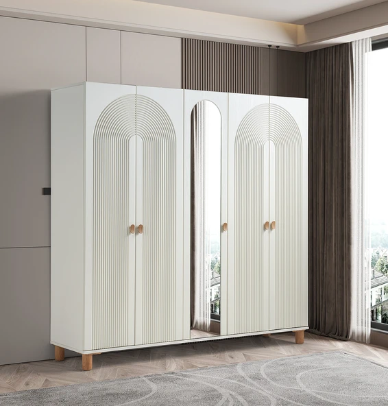 Pema Home Elegance %100 Mdf Membran 5 Kapaklı Dolap Gardırop ürün görseli 1