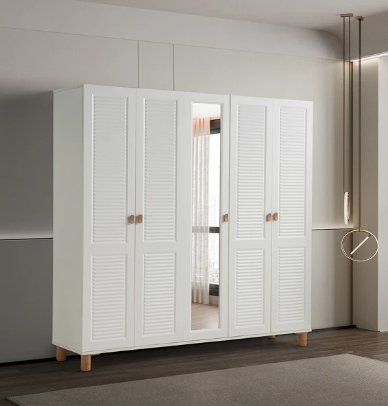 Pema Home Favori %100 Mdf Membran 5 Kapaklı Dolap Gardırop ürün görseli 1