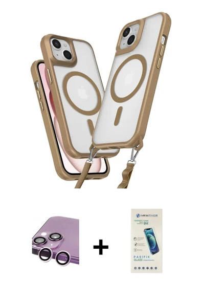 MARSİLYAN™- iPhone 14 Kılıf Atlas Doku Koleksiyonu - Şeffaf Pasifik Cam Ekran Koruyucu + Raze Metal Kamera Lens - MR ürün görseli 1