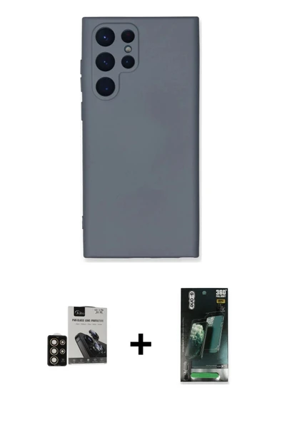 MARSİLYAN™- Galaxy S24 Ultra Kılıf Ahenk Serisi - Siyah 360 Mat Full Body Arka Koruyucu + PVD Metal Kamera Lens - GD ürün görseli 1