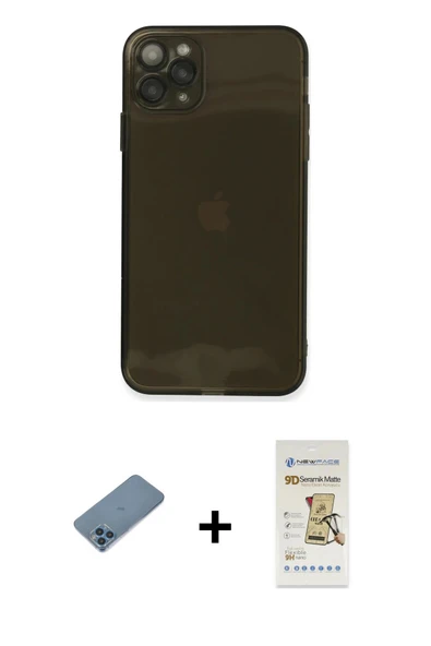 MARSİLYAN™- iPhone 11 Pro Max Kılıf Ahenk Doku - Siyah Mat Seramik Nano Ekran Koruyucu + Shine Kamera Lens Koruma Cam - ürün görseli 1
