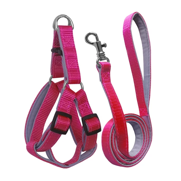 Gezdirme Kayışlı Dokuma Köpek Göğüs Tasma Seti 40*60-110 cm Pembe ürün görseli 1