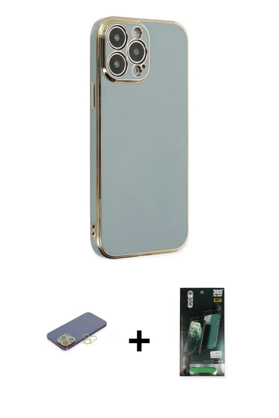 MARSİLYAN™- iPhone 13 Pro Kılıf Yankı Serisi - Şeffaf 360 Full Body Arka Koruyucu + Renkli Kamera Lens Koruma Cam - SI ürün görseli 1