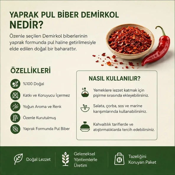 Yaprak Pul Biber Demirkol - 50 gr - Resim 2