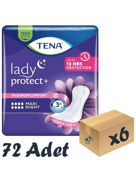 Tena Lady Maxi Night 8 Damla Gece 12'li 6 Adet Kadın Mesane Pedi ürün görseli 1