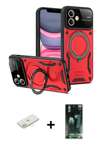 MARSİLYAN™- iPhone 11 Kılıf Kıvılcım Modern Serisi - Şeffaf 360 Full Body Arka Koruyucu + Renkli Kamera Lens Koruma Cam ürün görseli 1