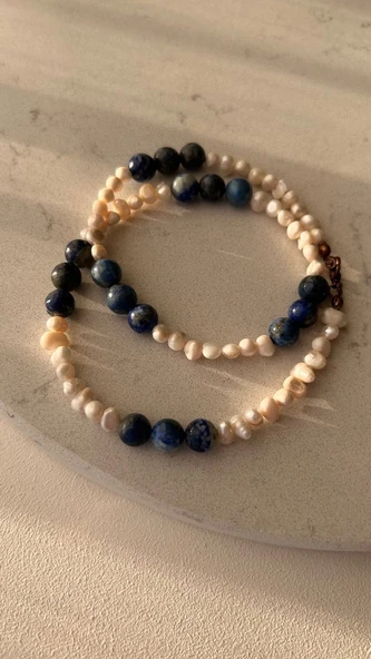 İnci lapis lazuli kolye ürün görseli 1