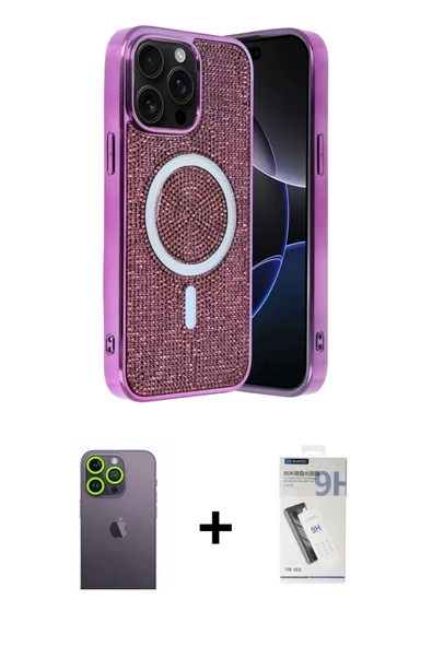 MARSİLYAN™- iPhone 12 Pro Kılıf Eksen Çizgi - Şeffaf Uv Polymer Nano Ekran Koruyucu + Neon Fosforlu Kamera Lens - YL ürün görseli 1