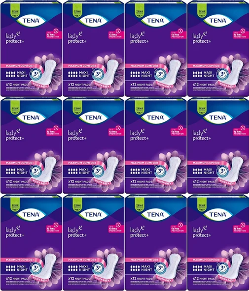 Tena Lady Maxi Night 8 Damla Gece 12'li 12 Adet Kadın Mesane Pedi ürün görseli 1