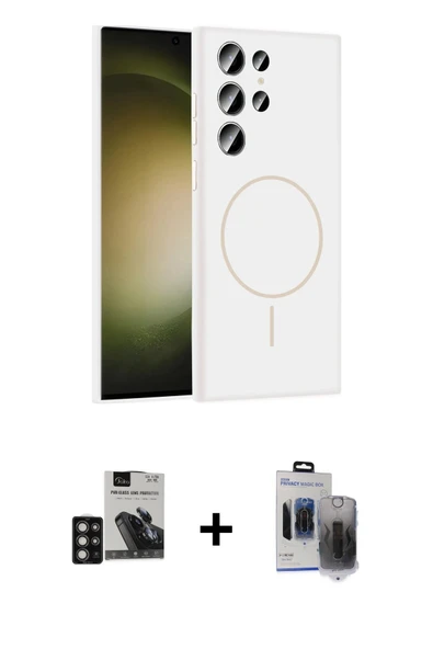 MARSİLYAN™- Galaxy S24 Ultra Kılıf Yankı Form Serisi - Siyah Vanessa Magic Hayalet Cam + PVD Metal Kamera Lens - DNMR ürün görseli 1
