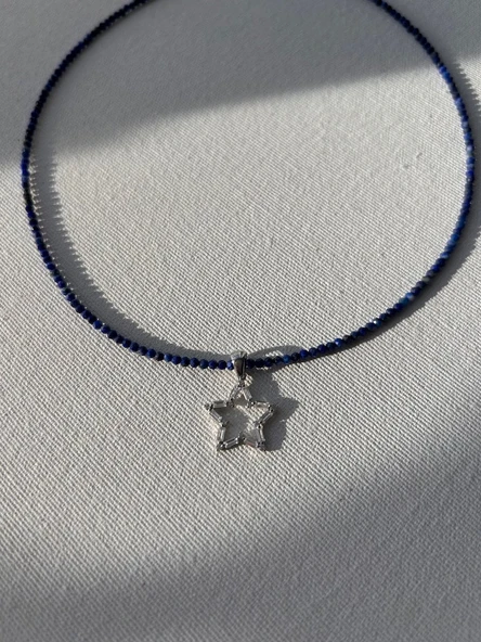 925 ayar gümüş lapis lazuli kolye - Resim 7