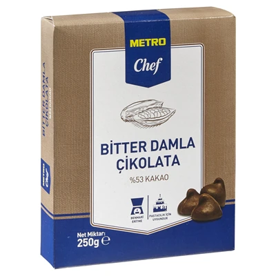 METRO Chef Damla Çikolata 250 G Bitter (6'li Paket) ürün görseli 1