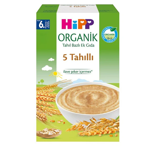 Hipp Organik 5 Tahıllı Kaşık Maması Tahıl Bazlı Bebek Ek Gıdası 200 G (6+ Ay) ürün görseli 1