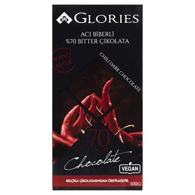 GLORIES Tablet Çikolata 100G Biber Kakao (5'li Paket) ürün görseli 1
