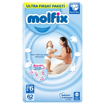 molfix Ultra Fırsat Bebek Bezi Ekstra Large 62Li (2'li Paket) ürün görseli 1