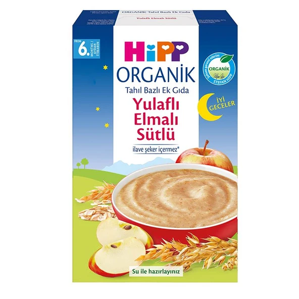 Hipp Organik İyi Geceler Sütlü Yulaflı Elmalı Tahıl Bazlı Bebek Ek Gıdası 250 G ürün görseli 1