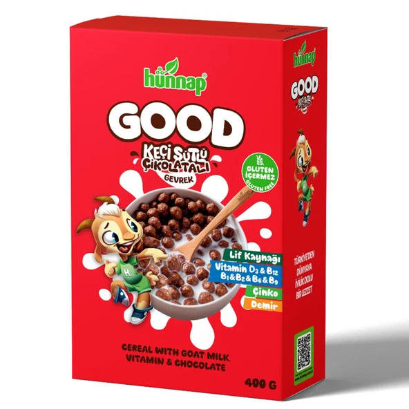 Hünnap Good Keçi Sütlü Çikolatalı Glütensiz Gevrek 400 G (5'li Paket) ürün görseli 1