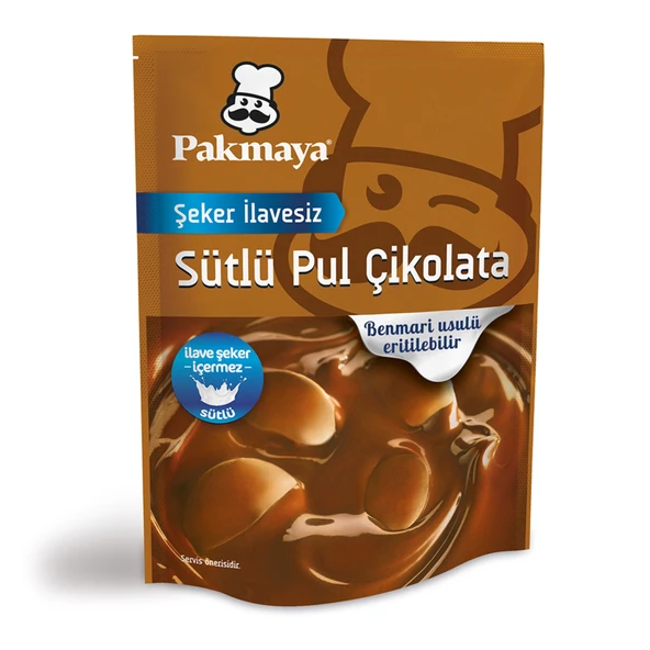 Pakmaya Şeker İlavesiz Sütlü Pul Çikolata 70 G (6'li Paket) ürün görseli 1
