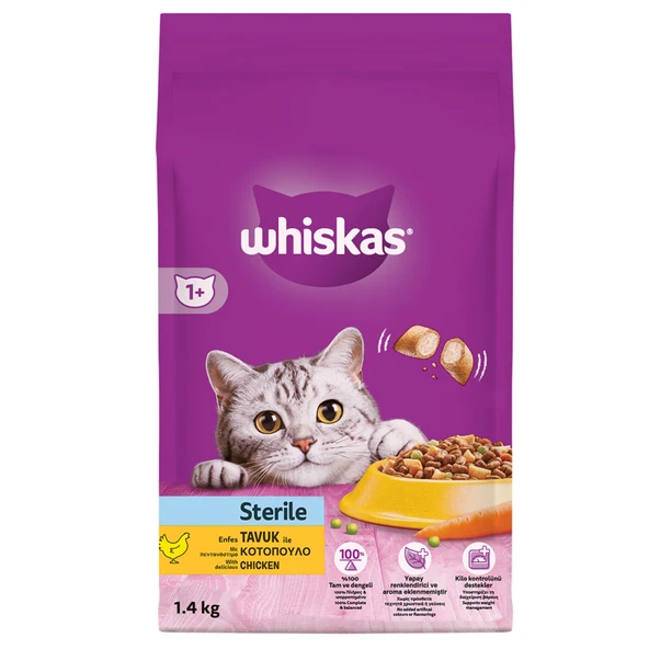 Whiskas Tavuklu Kısır Kedi Maması 1.4 Kg (2'li Paket) ürün görseli 1