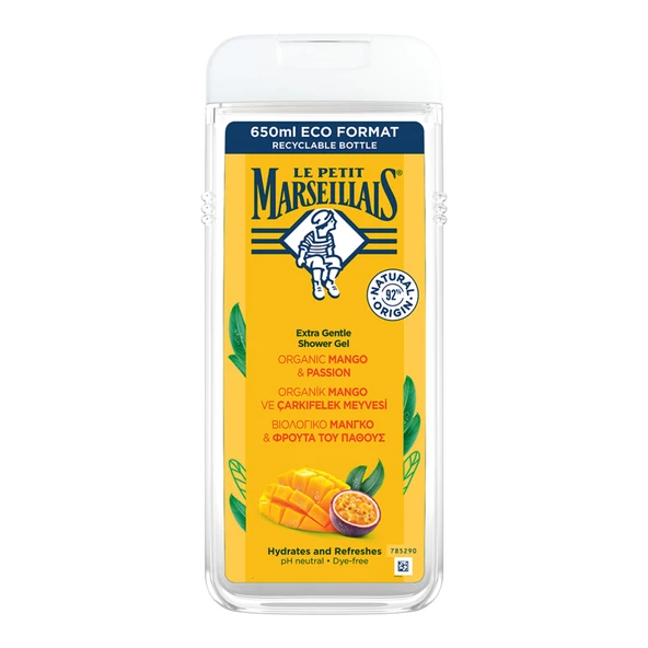 Le Petit Marseillais Organik Mango & Çarkıfelek Meyveli Duş Jeli 650 Ml (5'li Paket) ürün görseli 1