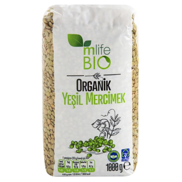 M Life Bio Organik Yeşil Mercimek 1 Kg (5'li Paket) ürün görseli 1